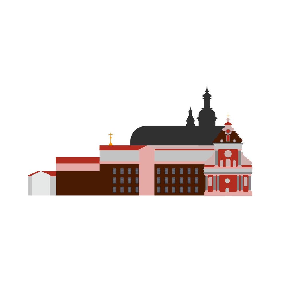 kloster vektor arkitektur gammal byggnad illustration. platt vektor kyrka