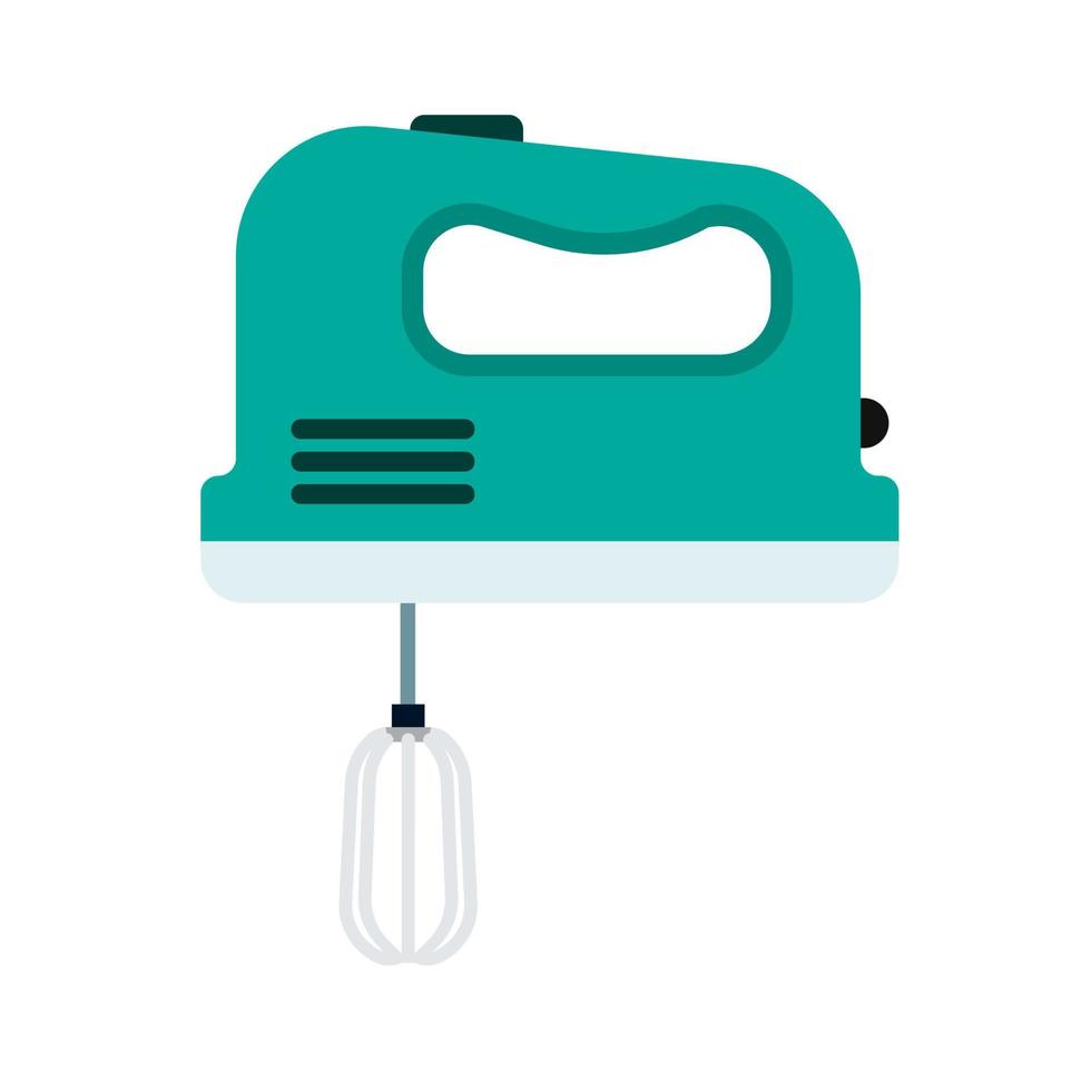 Handmixer flache Haushaltswerkzeugmaschine. Küche Vektor Icon Utensil Kochbesen. Ausrüstung für Mixergeräte