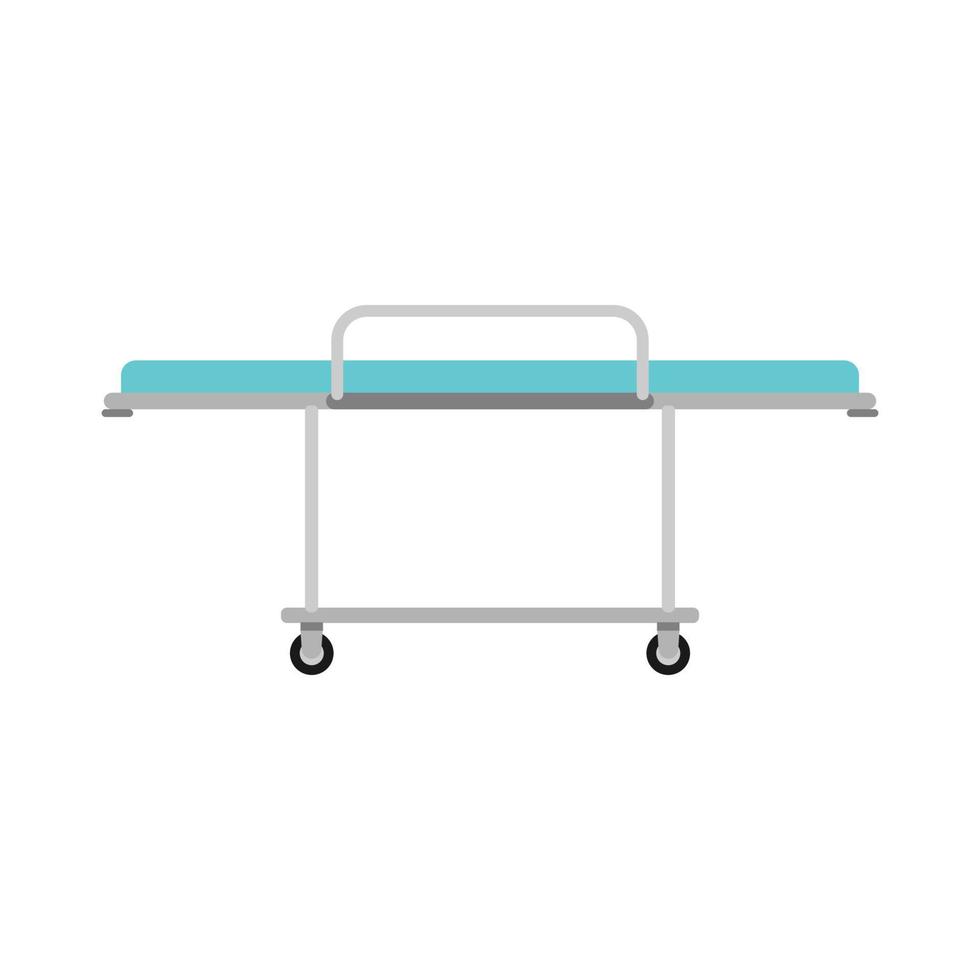sjukhus bår vagn säng vektor ikon. klinik gurney ambulans Utrustning. platt sjuk hjul tecknad serie transport