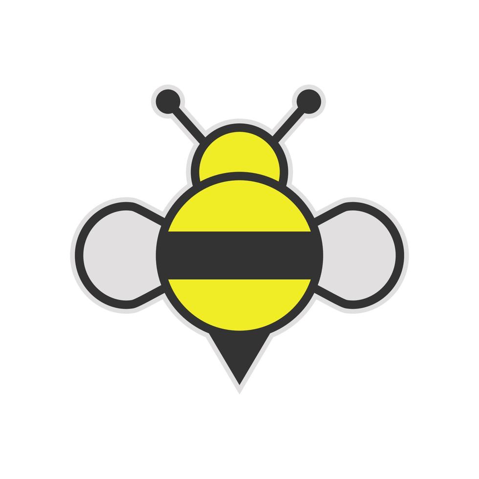 Bienenvektorsymbol Insekt Honig Abbildung Symbol. flügel tier sommer zeichen und fliege cartoon gelbe süße hummel. landarbeiterwanze und isoliertes weiß. Silhouette süßer Charakter und lustiger Hummel vektor