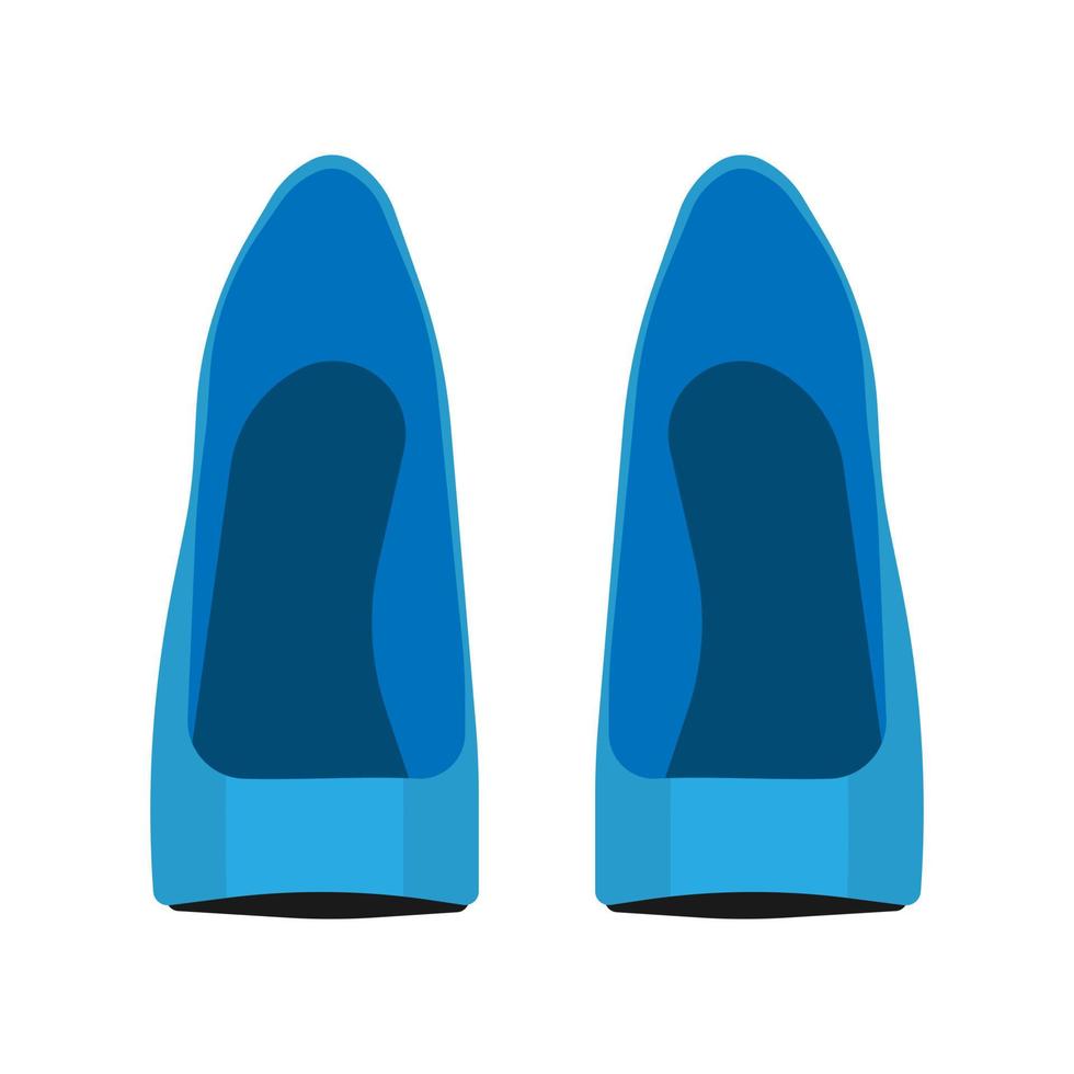 High Heel blau schöne Fußschuhe tragen. feminine trendige modeaccessoires flache vorderansicht. Liebe sexy langes Modell Vektorsymbol vektor