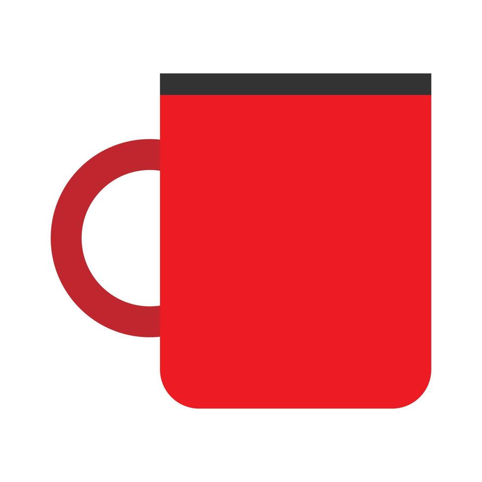 Tasse Kaffee rot Seitenansicht Vektor flache Nahaufnahme Zeichen. heißer Restaurantbecher mit Schokoladengetränkaroma