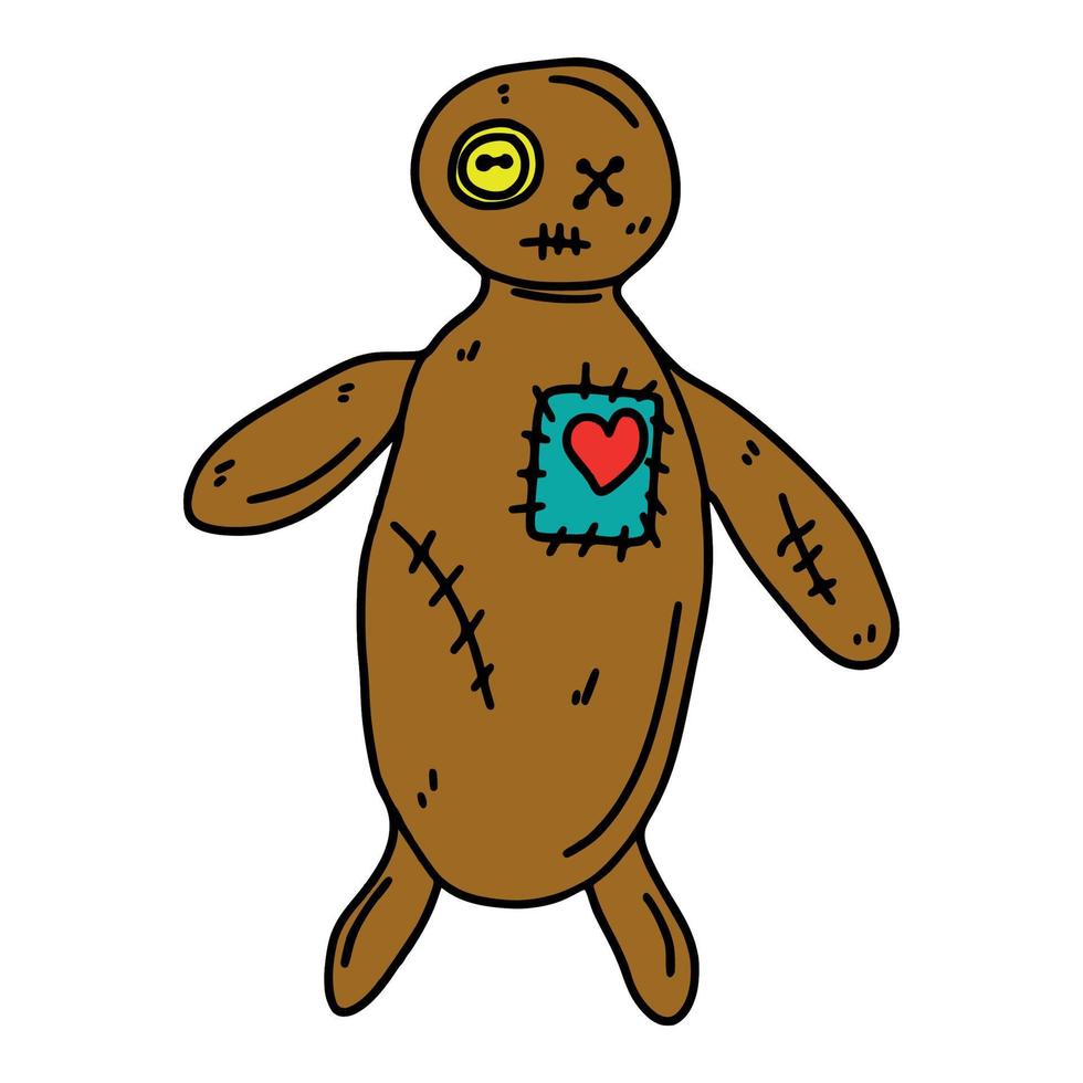 Doodle-Cartoon-Voodoo-Puppe vektor