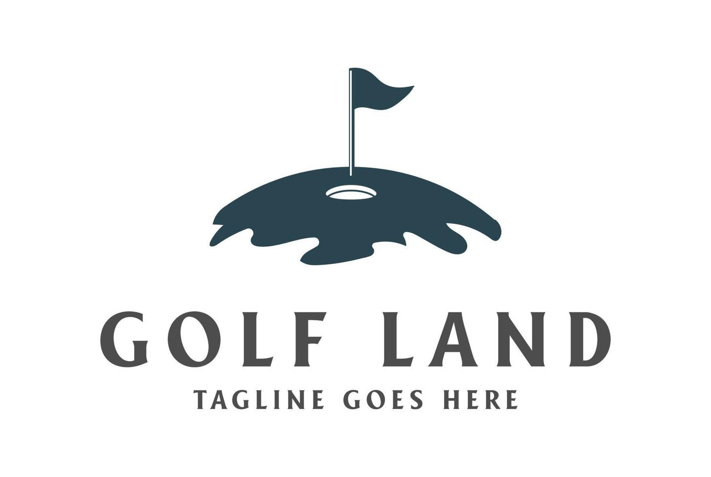Golfball-Loch-Flaggenland für Logo-Designvektor des Sportklubwettbewerbs vektor