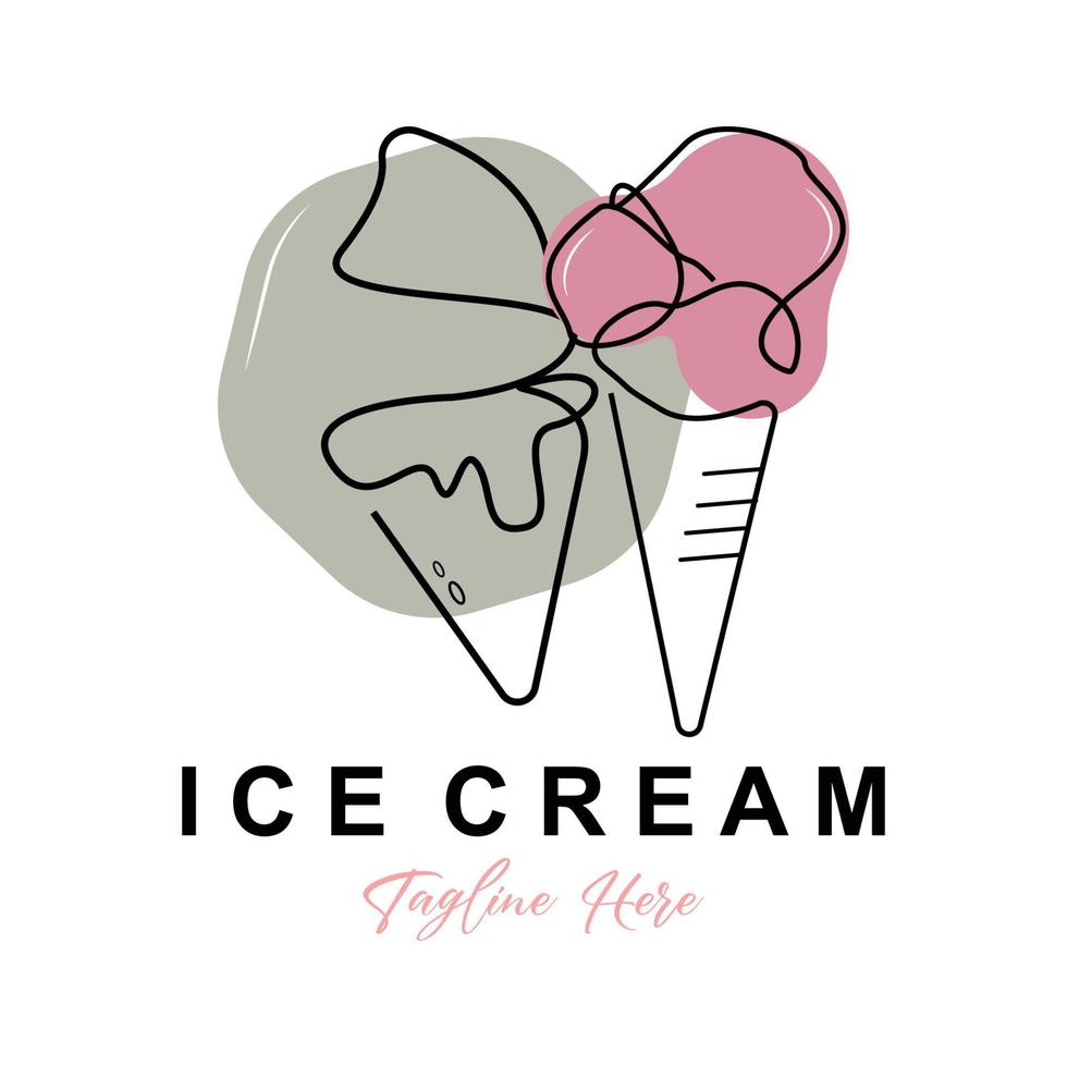 Eiscreme-Logo-Design, frische, süße, weiche, kalte Speisenillustration, Lieblingsvektor der Kinder, Produktmarke vektor