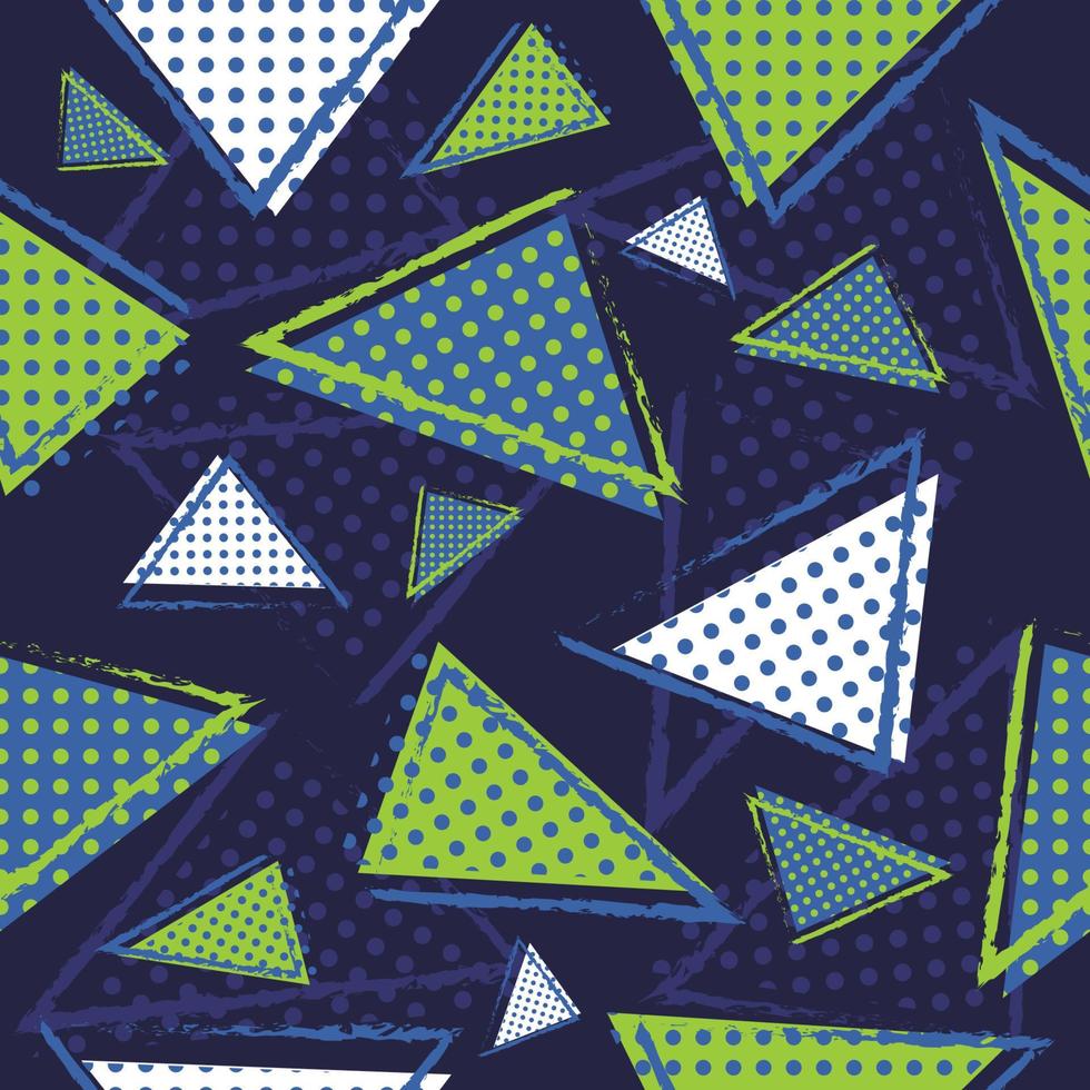 bunte Grunge Dreieck nahtlose Muster mit dunkelblauem Hintergrund vektor