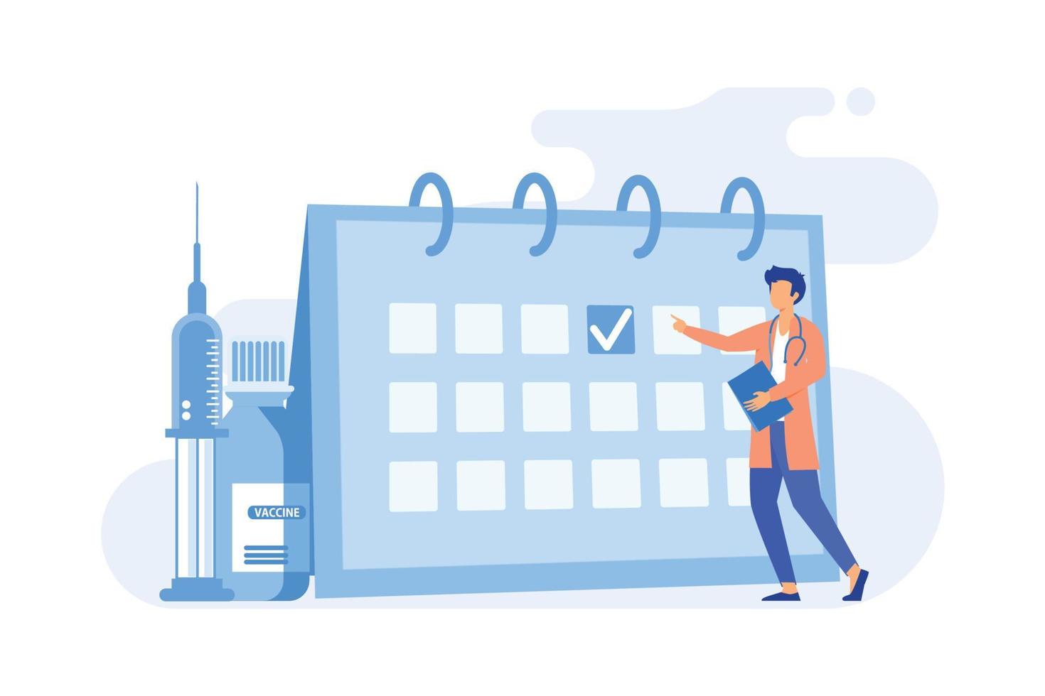 immunisering schema förebyggande vård schema, infektiös sjukdomar förebyggande, barn vaccination planen, vuxen immunisering kalender platt design modern illustration vektor