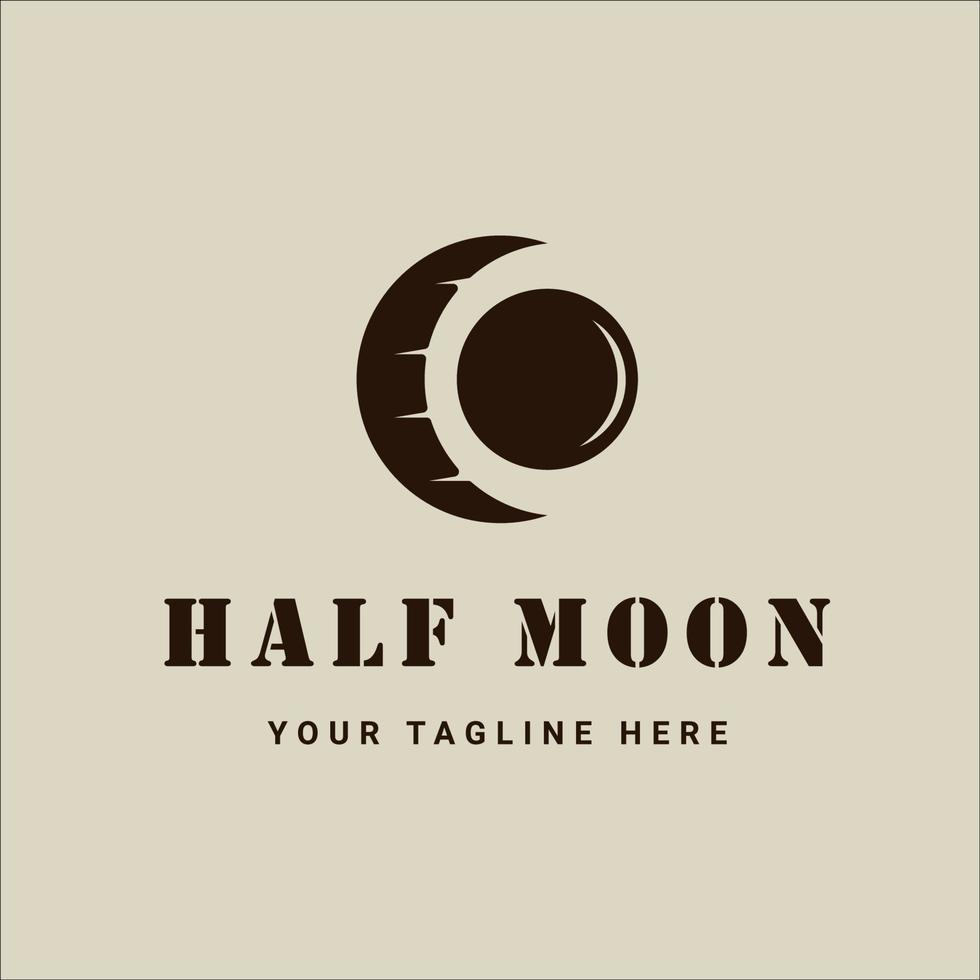 Half Moon Logo Vintage Vektor Illustration Vorlage Symbol Grafikdesign. Mondzeichen oder Symbol mit einfachem Retro-Stil