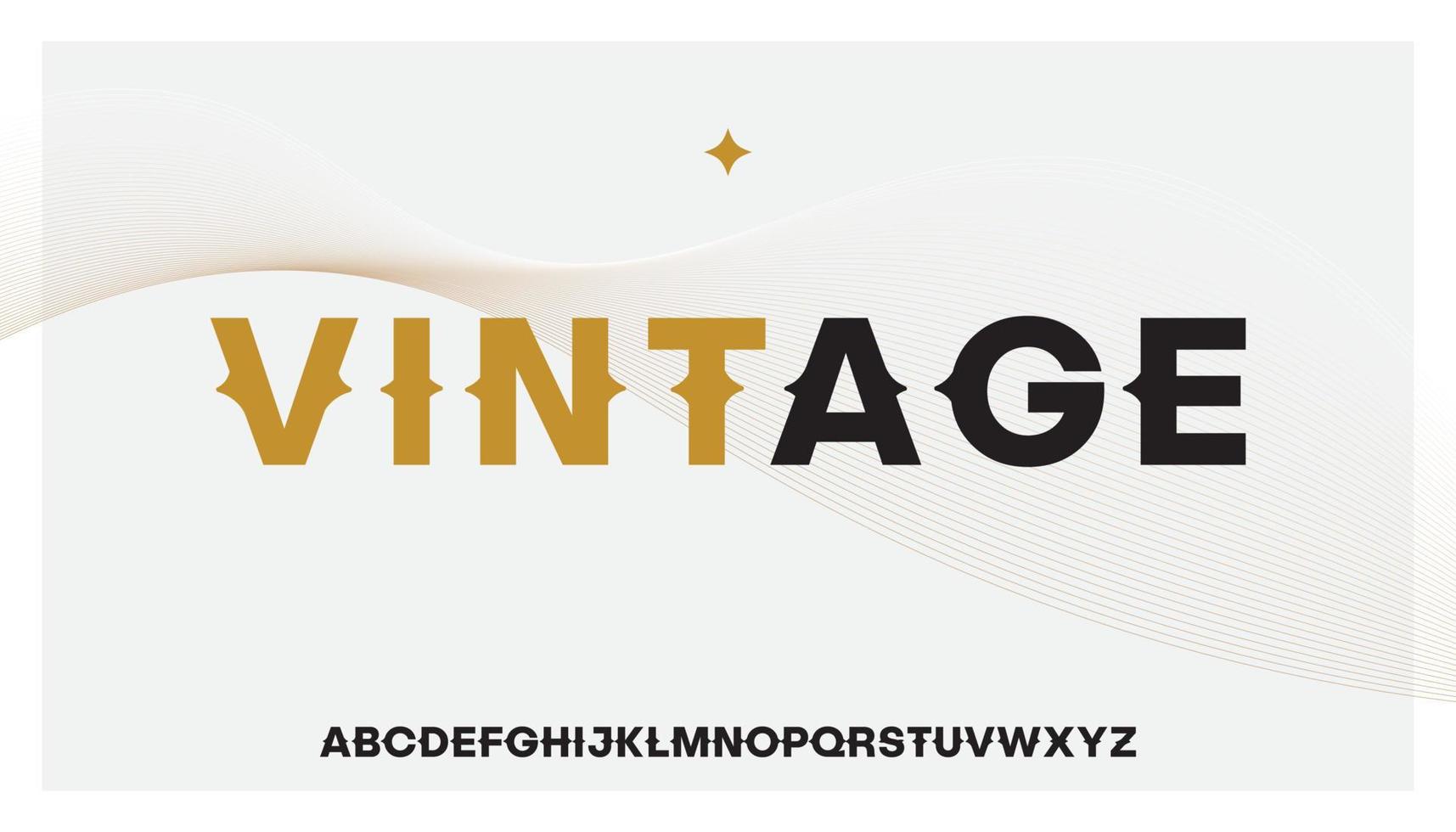 vintage, fett und stark serifenlose schrift buchstaben großbuchstaben alphabet schriftvektor. vektor