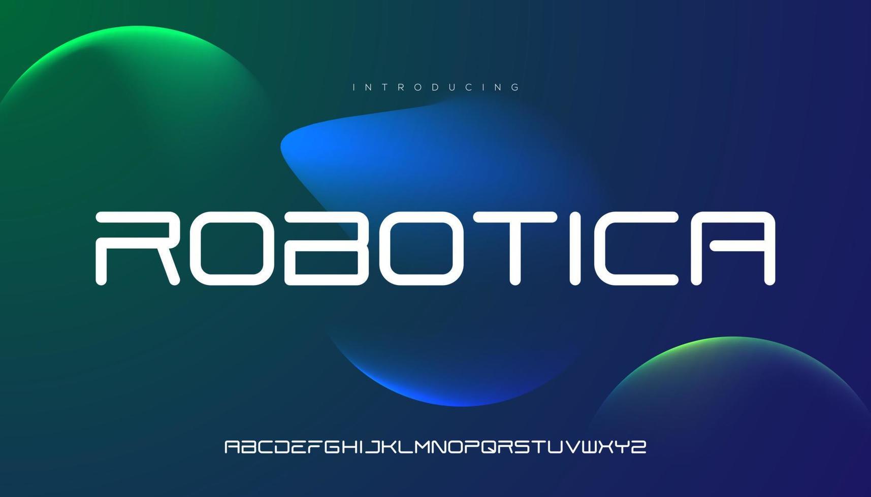 robotica, raum moderne starke und fette schrift großbuchstaben. Vektorschrift. vektor