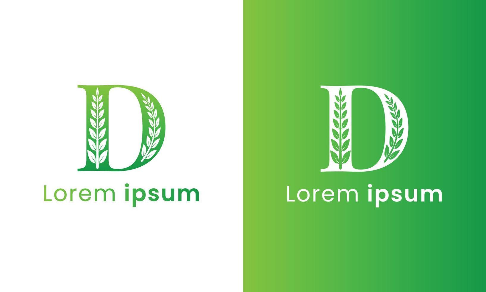 brev d logotyp med en kreativ monogram blad begrepp för de grön eco företag vektor