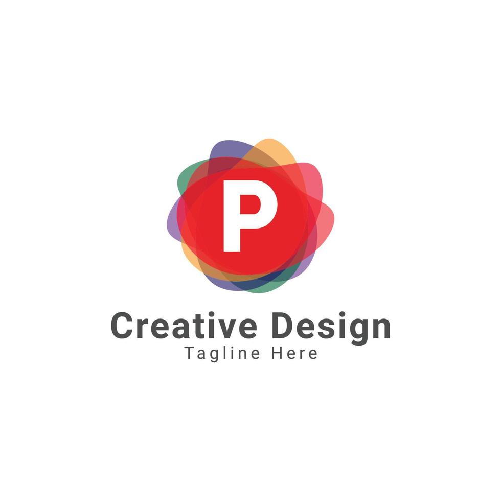 modern p brev cirkel logotyp design mall vektor