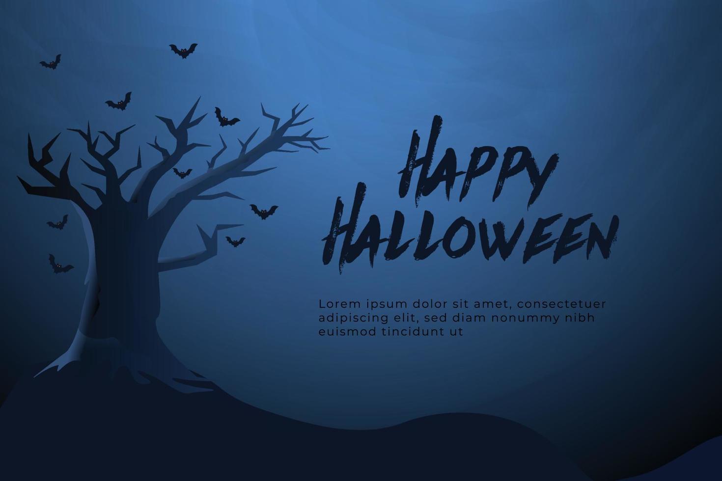 Happy Halloween Hintergrunddesign mit einem Horrorbaum vektor