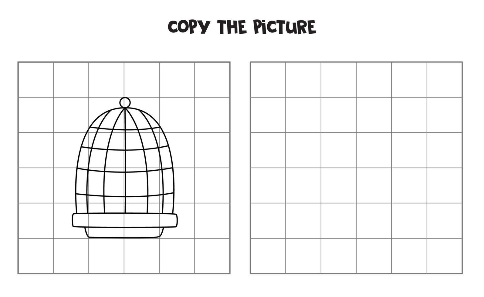 kopia de bild av svart och vit fågel bur. logisk spel för ungar. vektor