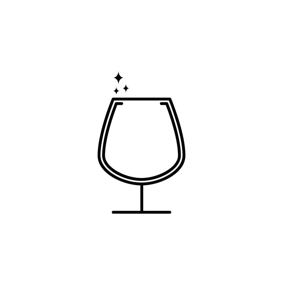 gnistrande liten drink glas ikon på vit bakgrund. enkel, linje, silhuett och rena stil. svart och vit. lämplig för symbol, tecken, ikon eller logotyp vektor