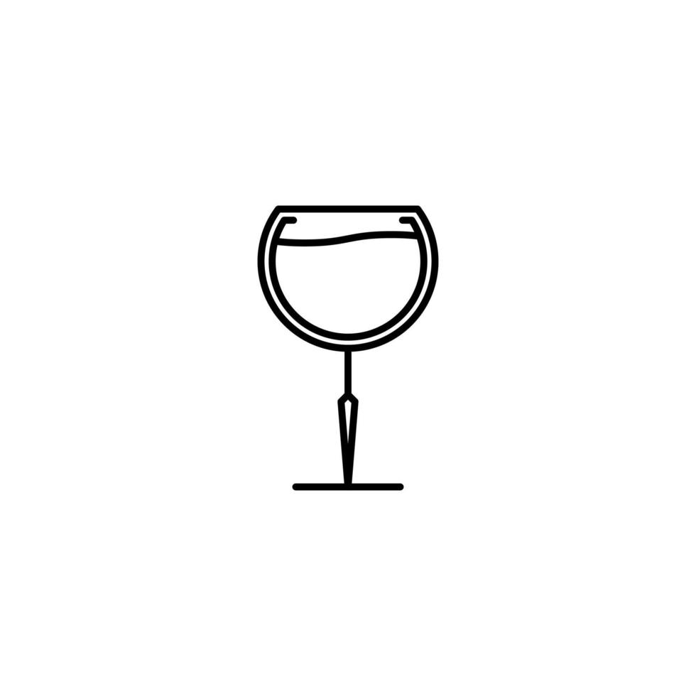 Kelchglas-Symbol mit voll gefüllt mit Wasser auf weißem Hintergrund. Einfach, Linie, Silhouette und sauberer Stil. Schwarz und weiß. geeignet für symbol, zeichen, symbol oder logo vektor