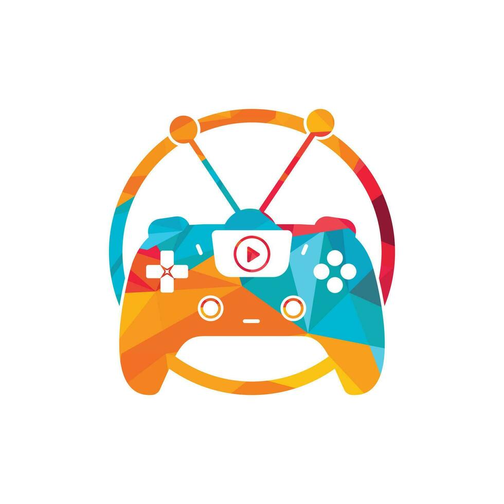 Gaming-TV-Vektor-Logo-Design. TV- und Gamepad-Icon-Vektordesign. vektor