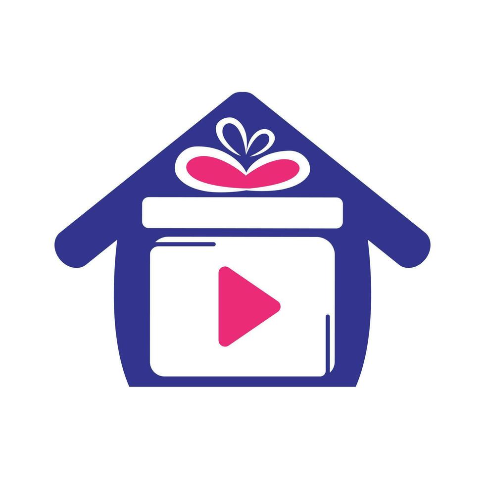 Geschenk-Video-Logo-Template-Design. vektor