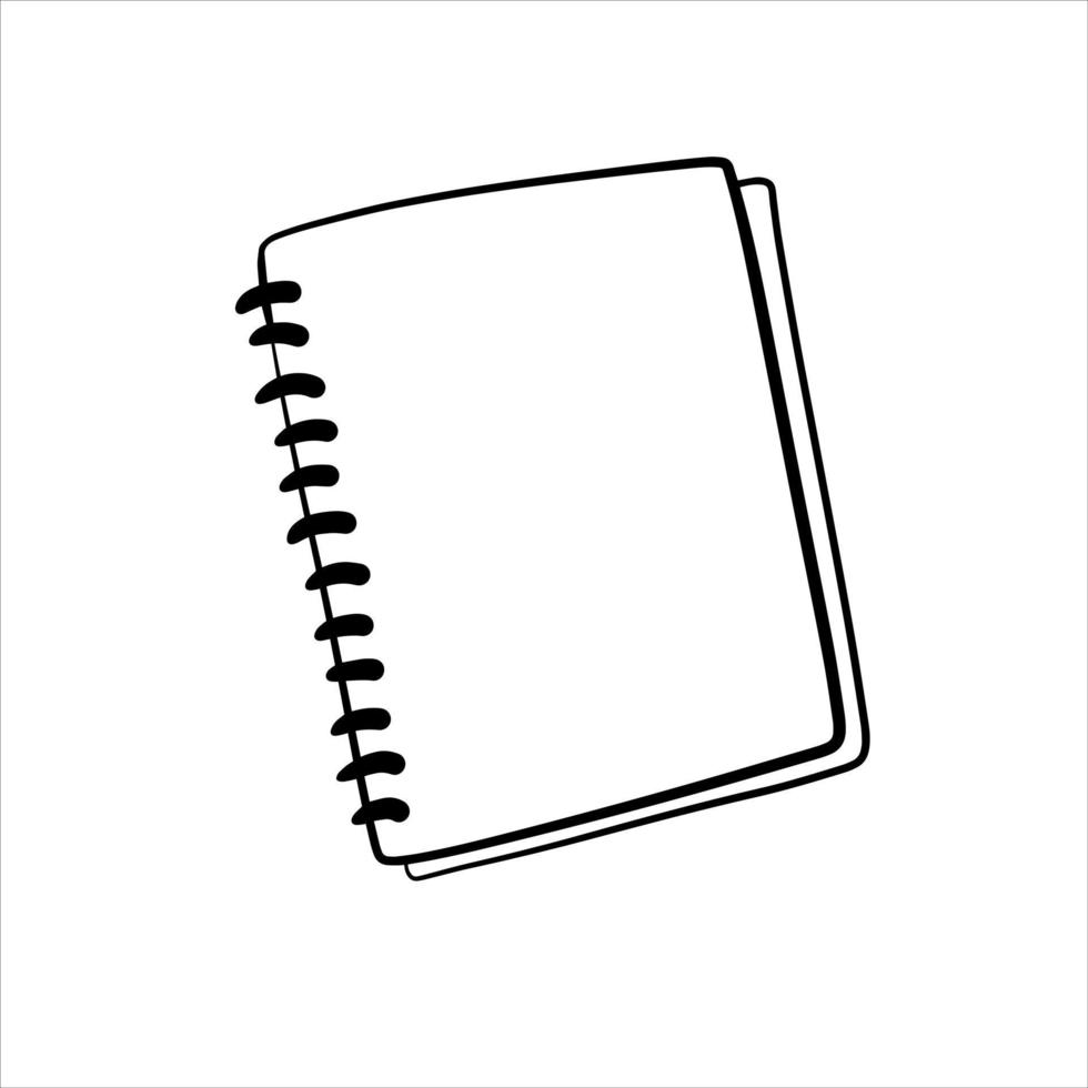 anteckningsbok med tom sida. handritad vitt ark och skolan mall. vektor