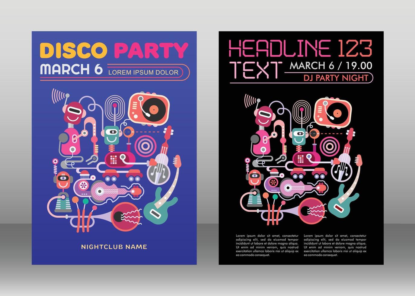 Disco-Party-Poster-Vorlagen vektor