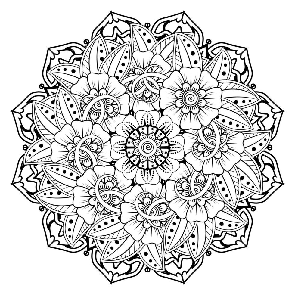 kreisförmiges Muster in Form von Mandala für Henna, Mehndi, Tätowierung, Dekoration. dekoratives Ornament im ethnisch-orientalischen Stil. Malbuchseite. vektor