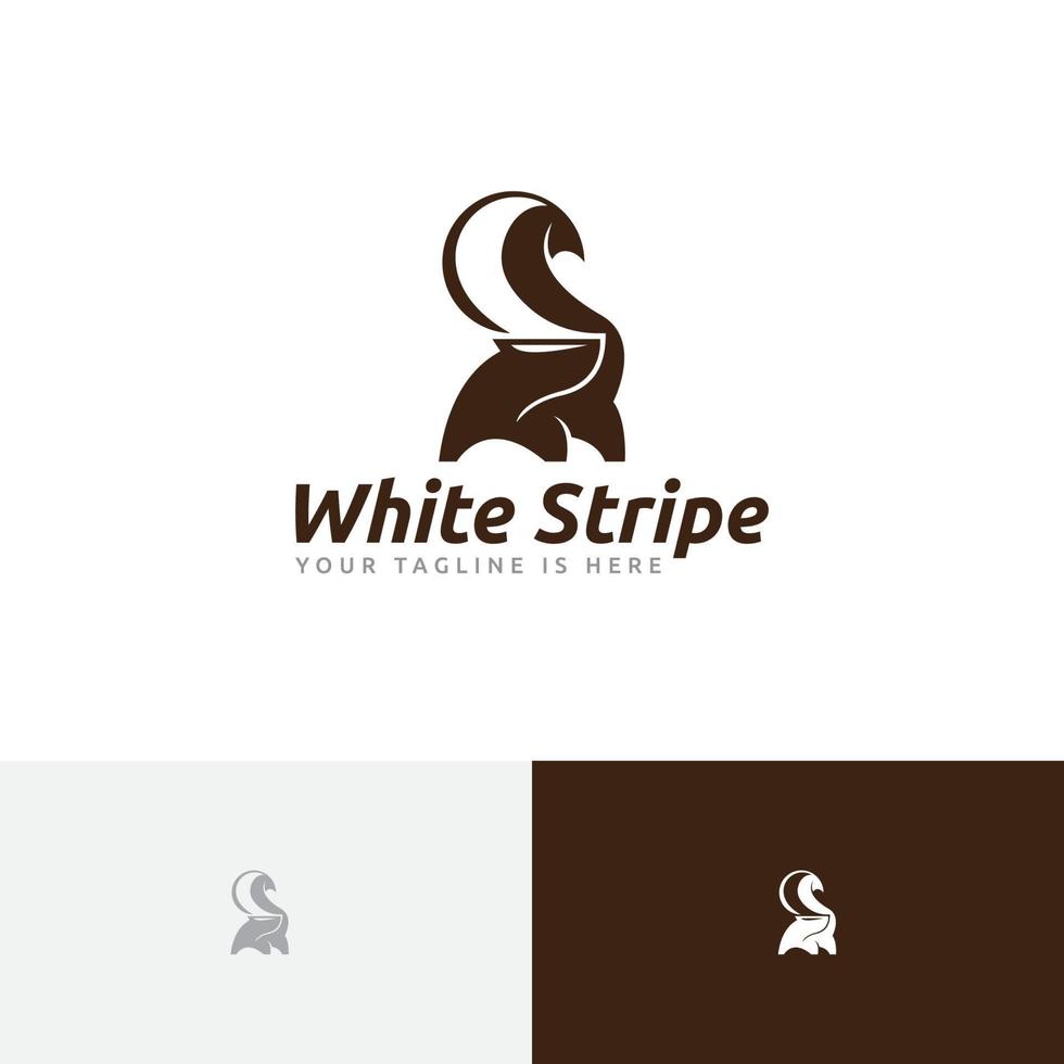 vit rand skunk söt liten djur- logotyp vektor