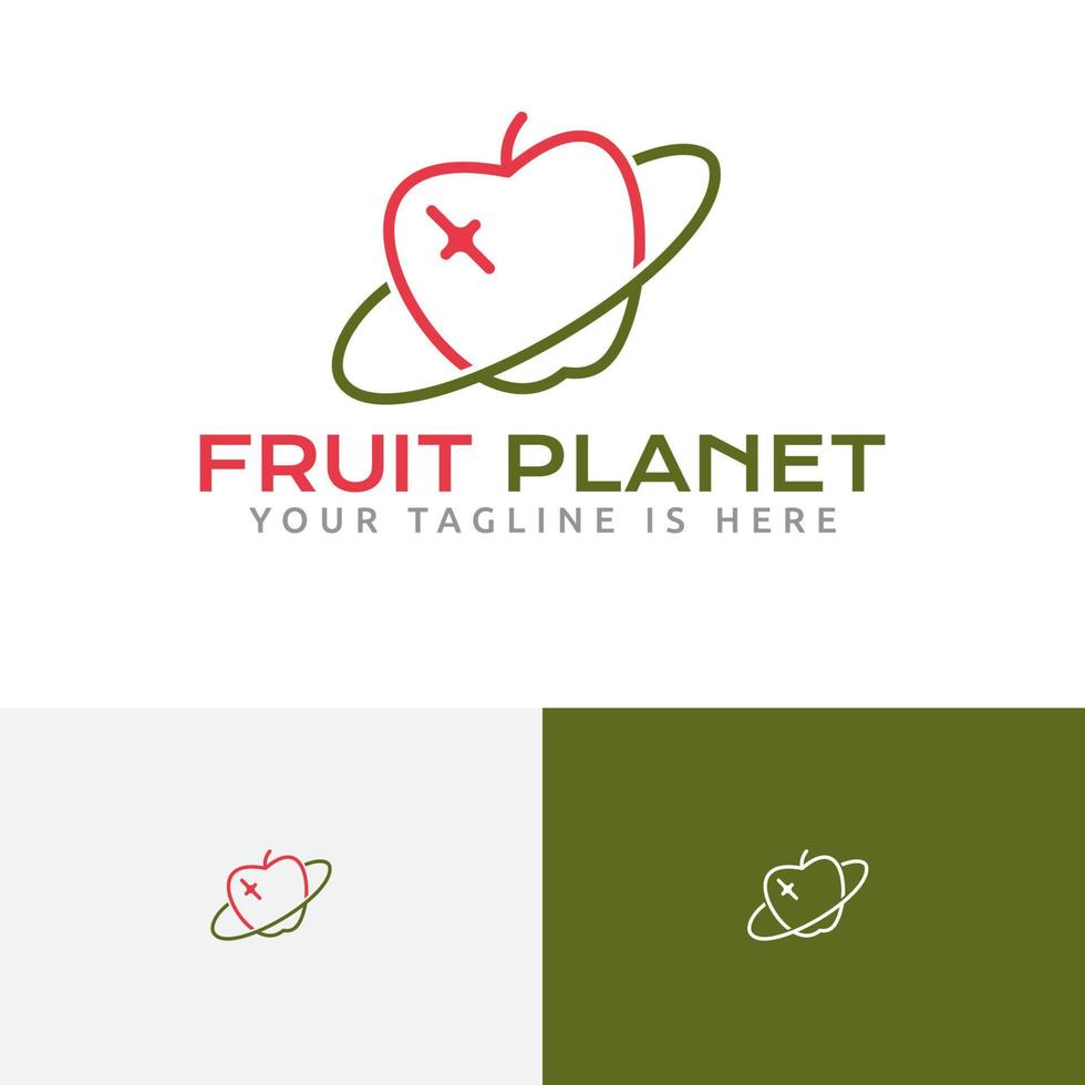 Fruit Planet Apple Star einzigartiges Monoline-Logo vektor