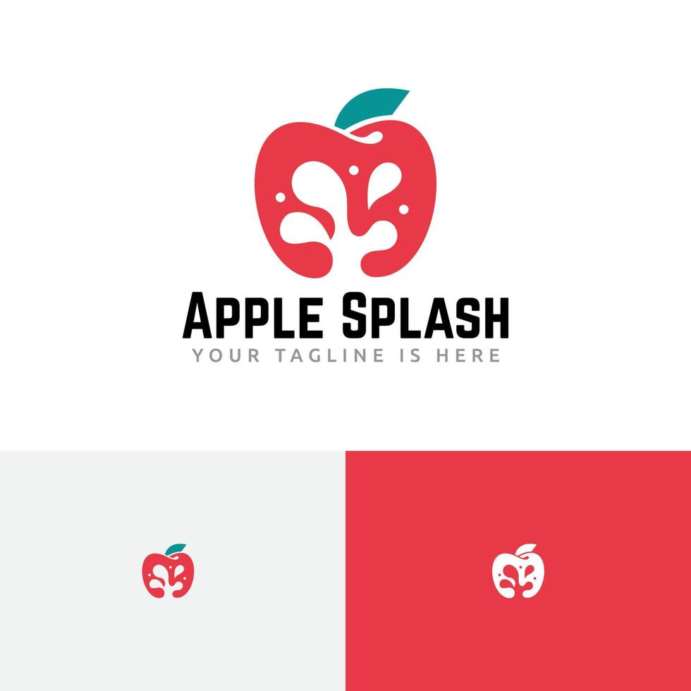 apple splash natürliches frisches fruchtsaftlogo vektor