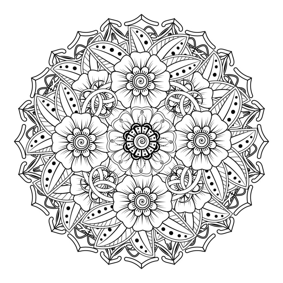 kreisförmiges Muster in Form von Mandala für Henna, Mehndi, Tätowierung, Dekoration. dekoratives Ornament im ethnisch-orientalischen Stil. Malbuchseite. vektor