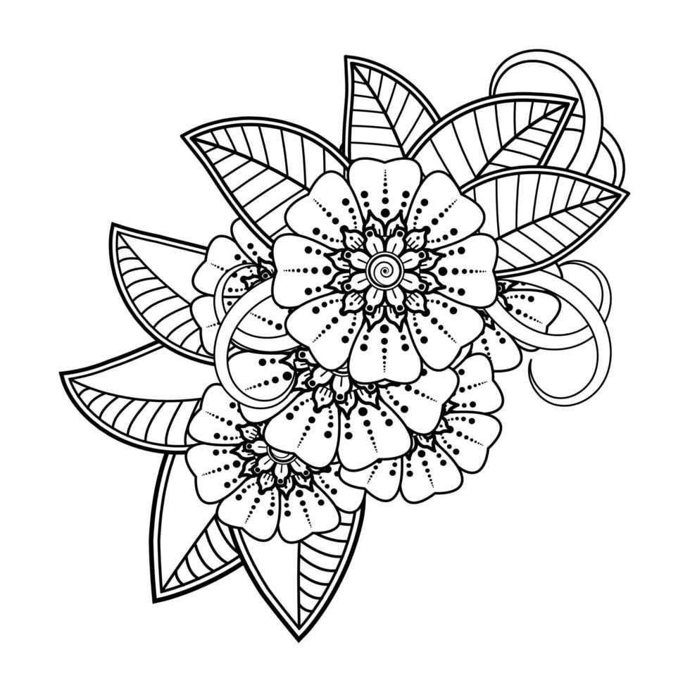 Blumenhintergrund mit Mehndi-Blume. dekoratives Ornament im orientalischen Ethno-Stil. Malbuch. vektor