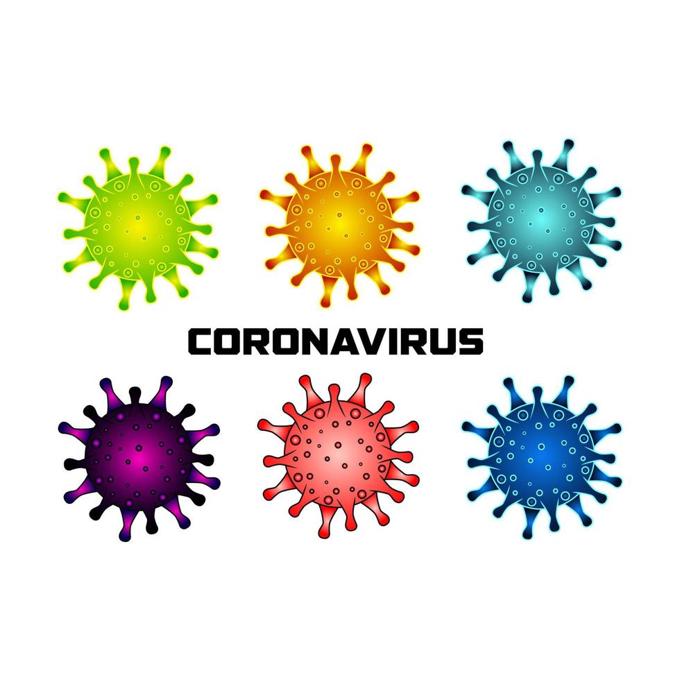 vektor av korona virus uppsättning på vit bakgrund