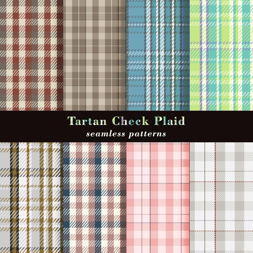 satz schottischer muster des tartan-plaids. Textur für verschiedene Textilien. nahtlose Muster. Vektor-Illustration. vektor