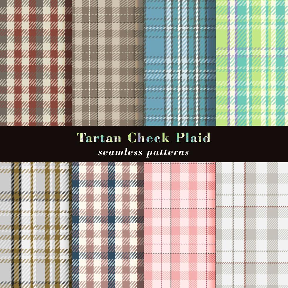 uppsättning av tartan pläd skott mönster. textur för annorlunda textilier. sömlös mönster. vektor illustration.