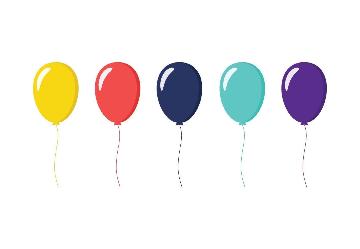 flaches Design der bunten Ballone auf weißem Hintergrund. Vektor-Illustration vektor