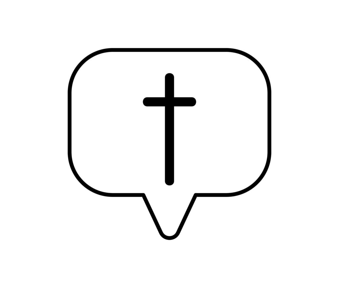 vektor emblem med korsa i bubbla kommunikation. illustration av kristen logotyp eller ikon utsända. religiös gemenskap. design element för affisch, bricka, tecken