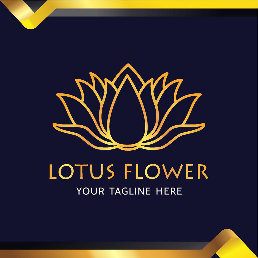 Logo-Lotus-Blume Gold-Lotus-Logo-Design-Zeichen. Lotusblumen-Logo-Goldvektor. Lotus Beauty Spa benutzerdefinierte Logo-Vorlage vektor