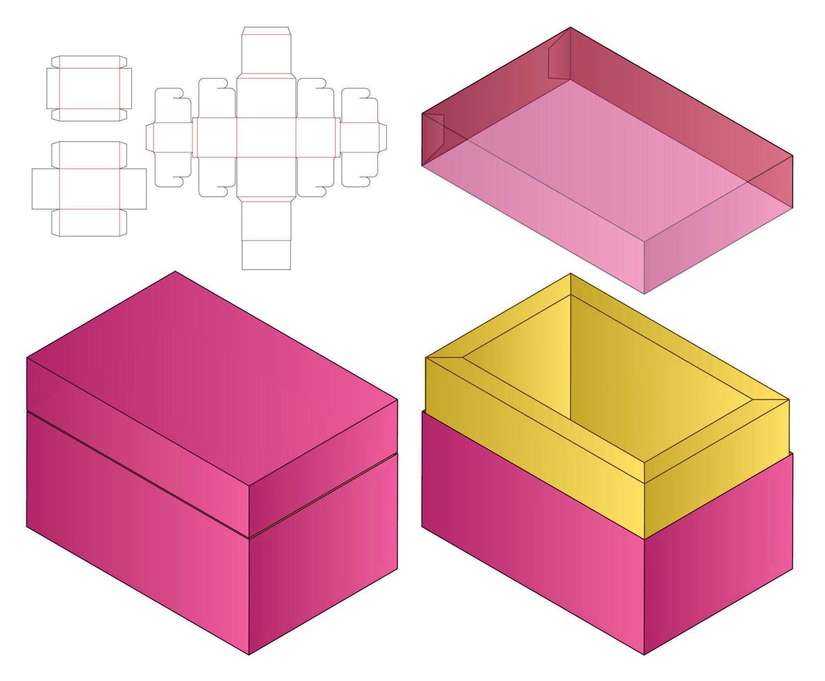 Box Verpackung gestanzte Vorlage Design. 3D-Modell vektor