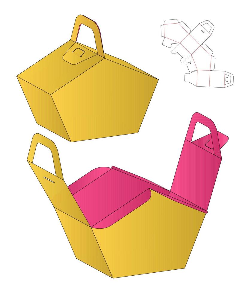 Box Verpackung gestanzte Vorlage Design. 3D-Modell vektor