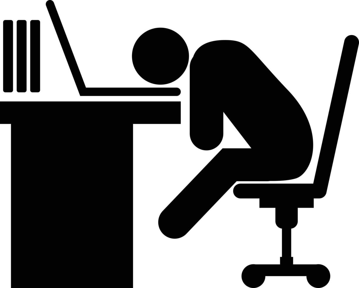 überarbeitete und müde Geschäftsmann-Ikone. Büroangestellter sitzt auf einem Stuhl. Business-Stress-Zeichen. flacher Stil. vektor