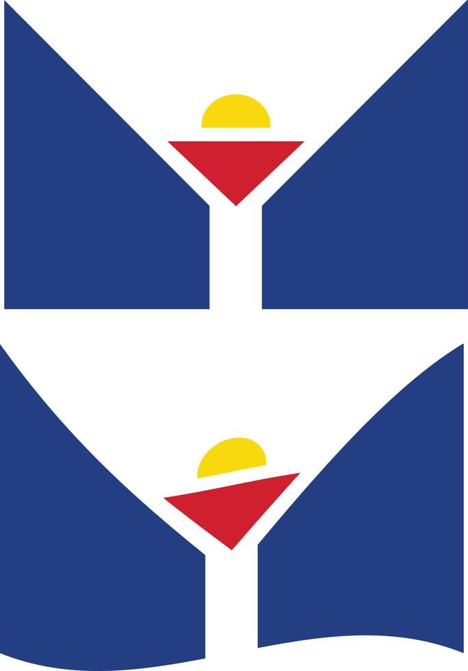 Flagge der Insel Saint Martin. nationalflagge der insel saint martin. winkende flagge der insel saint martin. flacher Stil. vektor