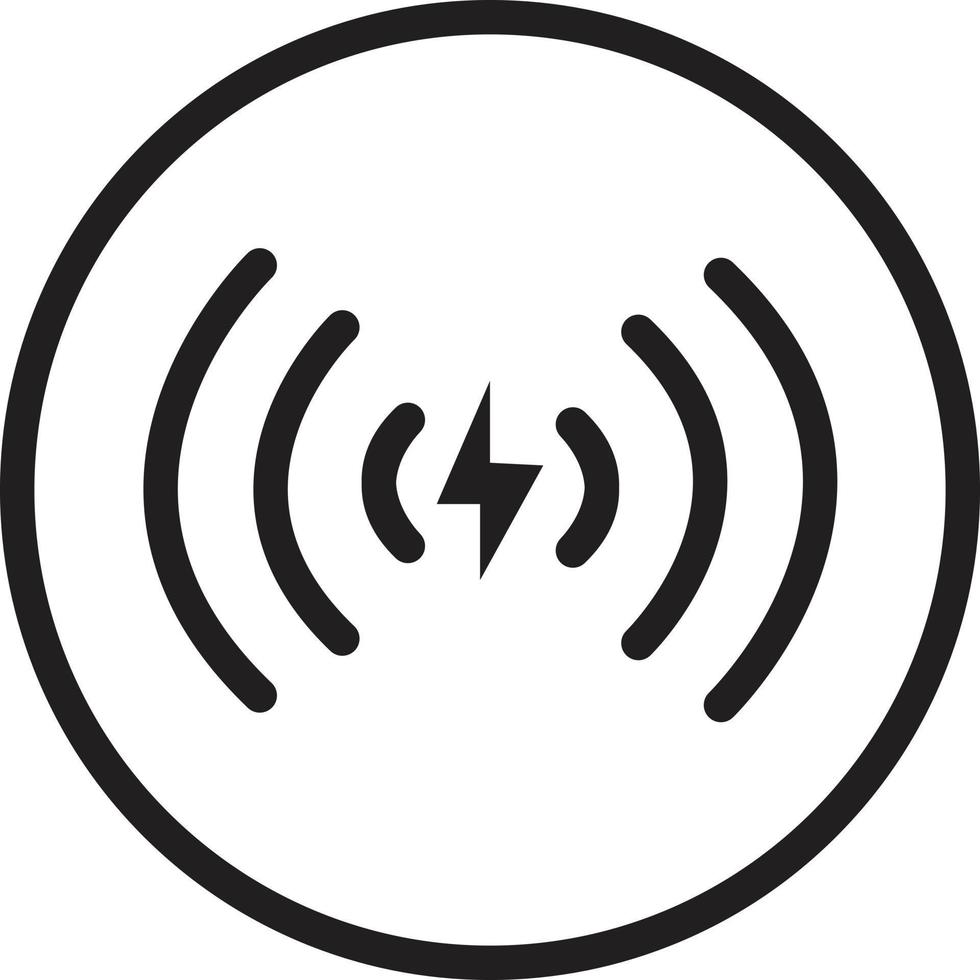 kabelloses Ladesymbol auf weißem Hintergrund. Zeichen für die Telefongebühr. Symbol für drahtloses Ladegerät. flacher Stil. vektor