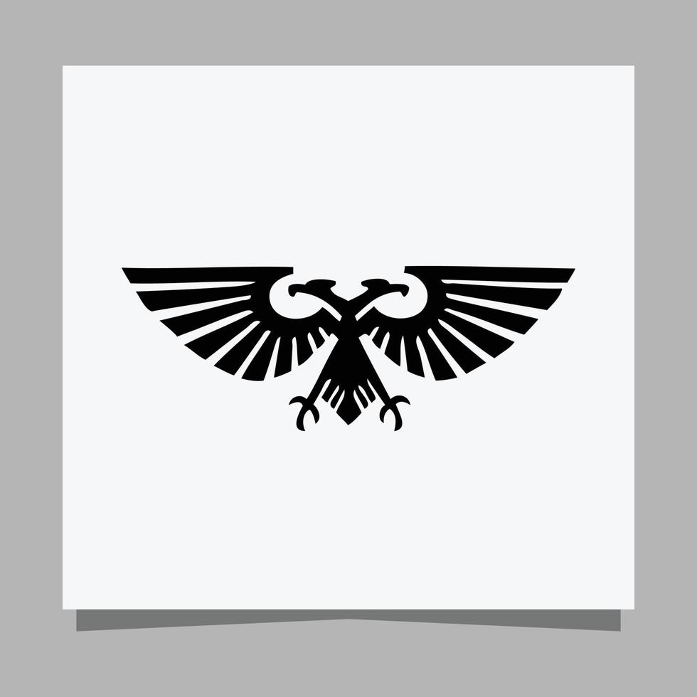 Vektorillustration eines schwarzen Adlers auf weißem Papier, das sich perfekt für Logos, Visitenkarten, Embleme und Symbole eignet. vektor
