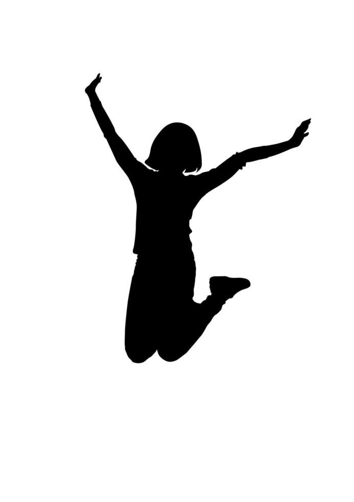 silhuett kropp kvinna hoppa med isolerat vit bakgrund vektor illustration