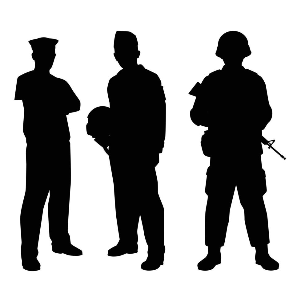 Soldat-Silhouette-Vektor isoliert auf weißem Hintergrund, Soldat in der Parade. vektor