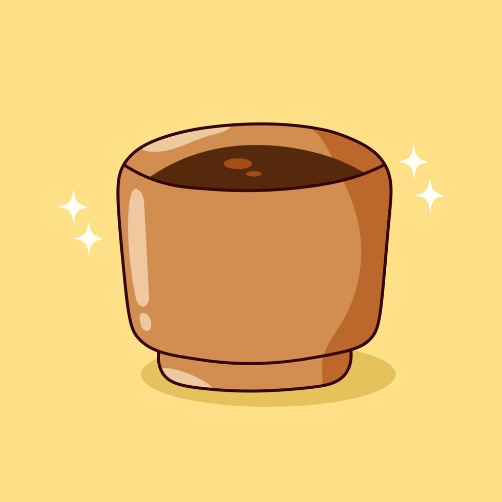 Doodle Cartoon Kaffee Latte im Glasbecher vektor