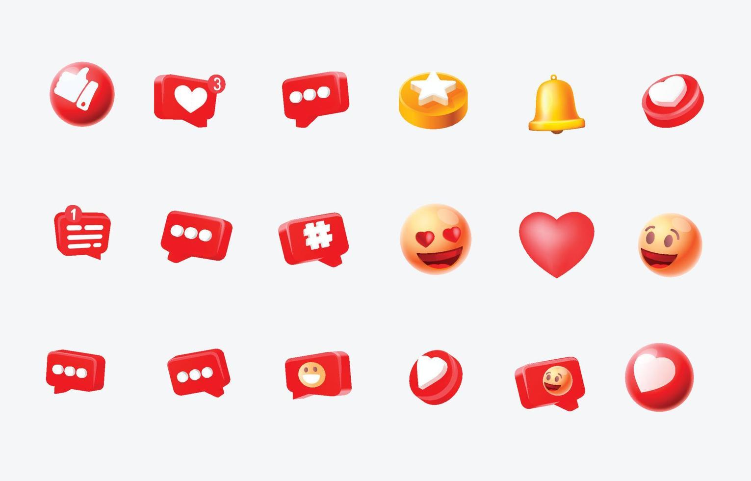 satz von emoji und social media emoticons vektor