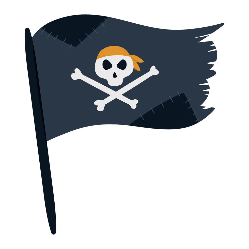 Piratenflagge mit Totenkopf. Vektor-Illustration isoliert auf weißem Hintergrund. vektor
