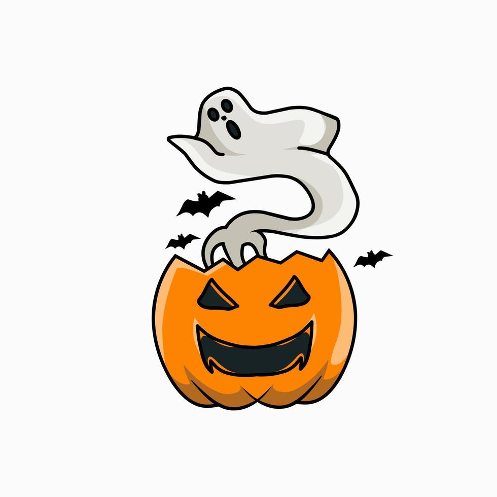 illustration vektor av halloween pumpa, spöke och fladdermus perfekt för tryck osv.