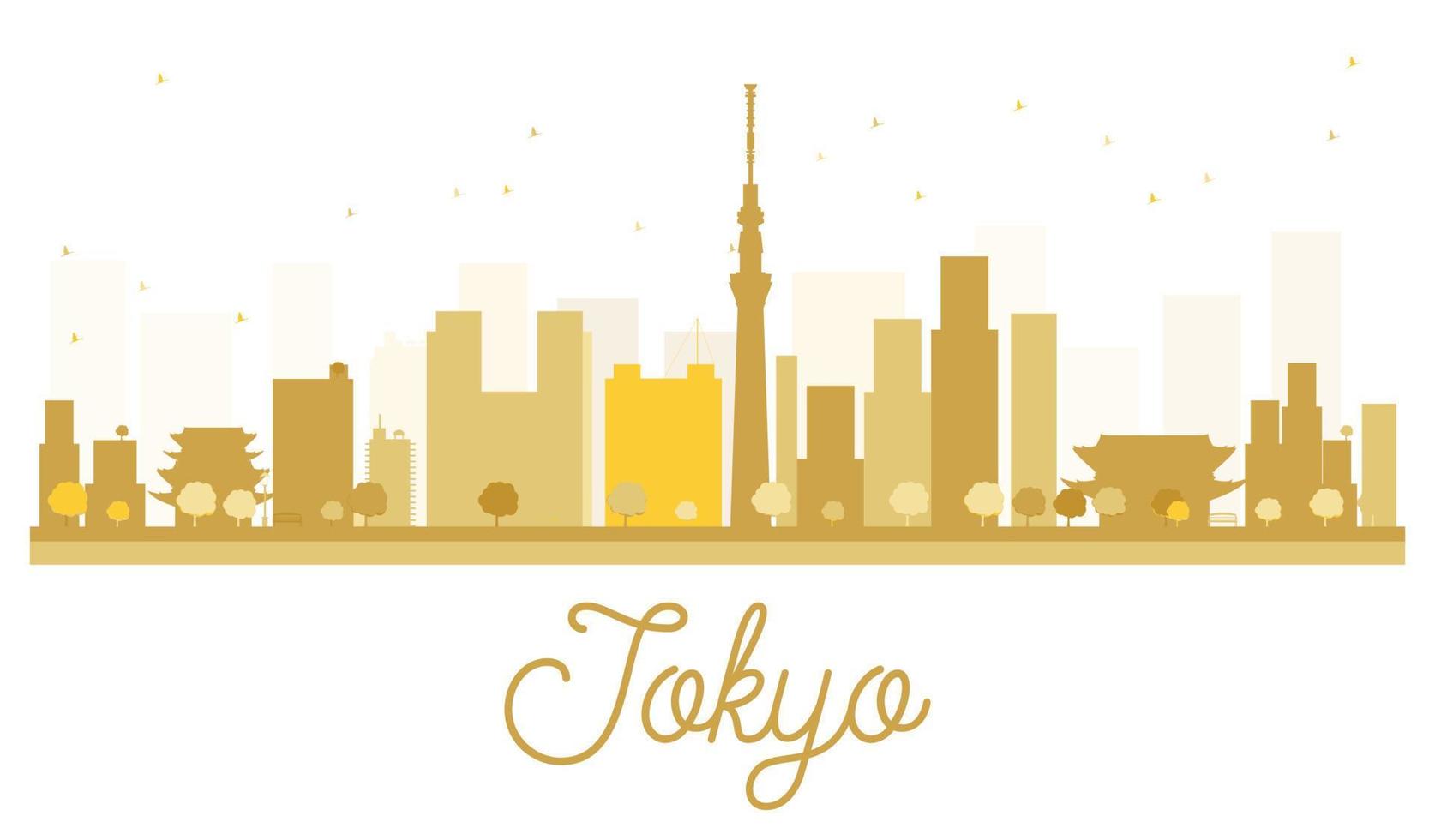 goldene silhouette der skyline der tokio-stadt. vektor