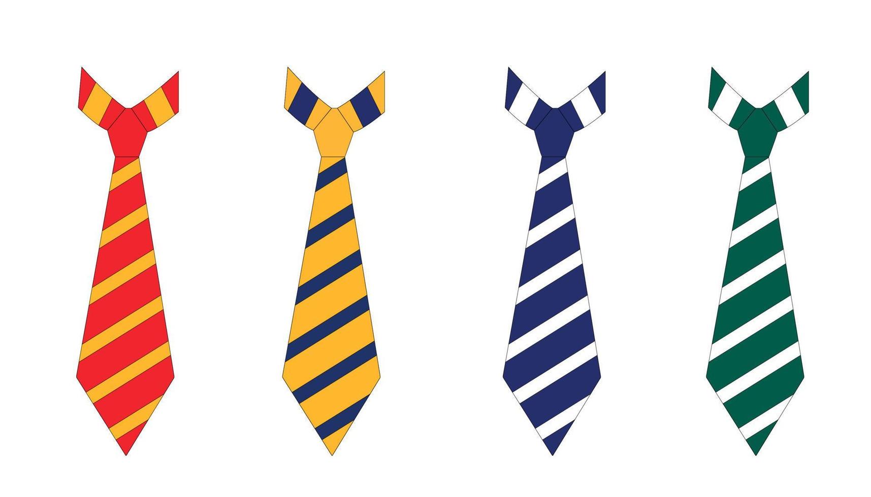 Reihe von Krawatten in verschiedenen Farben. Vektor im Cartoon-Stil. alle Elemente sind isoliert